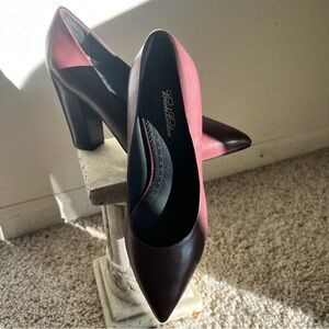 Brooks Brother’s Women’s Burgundy Wine Leather Heels Shoes Pointed Toe Size 7.5